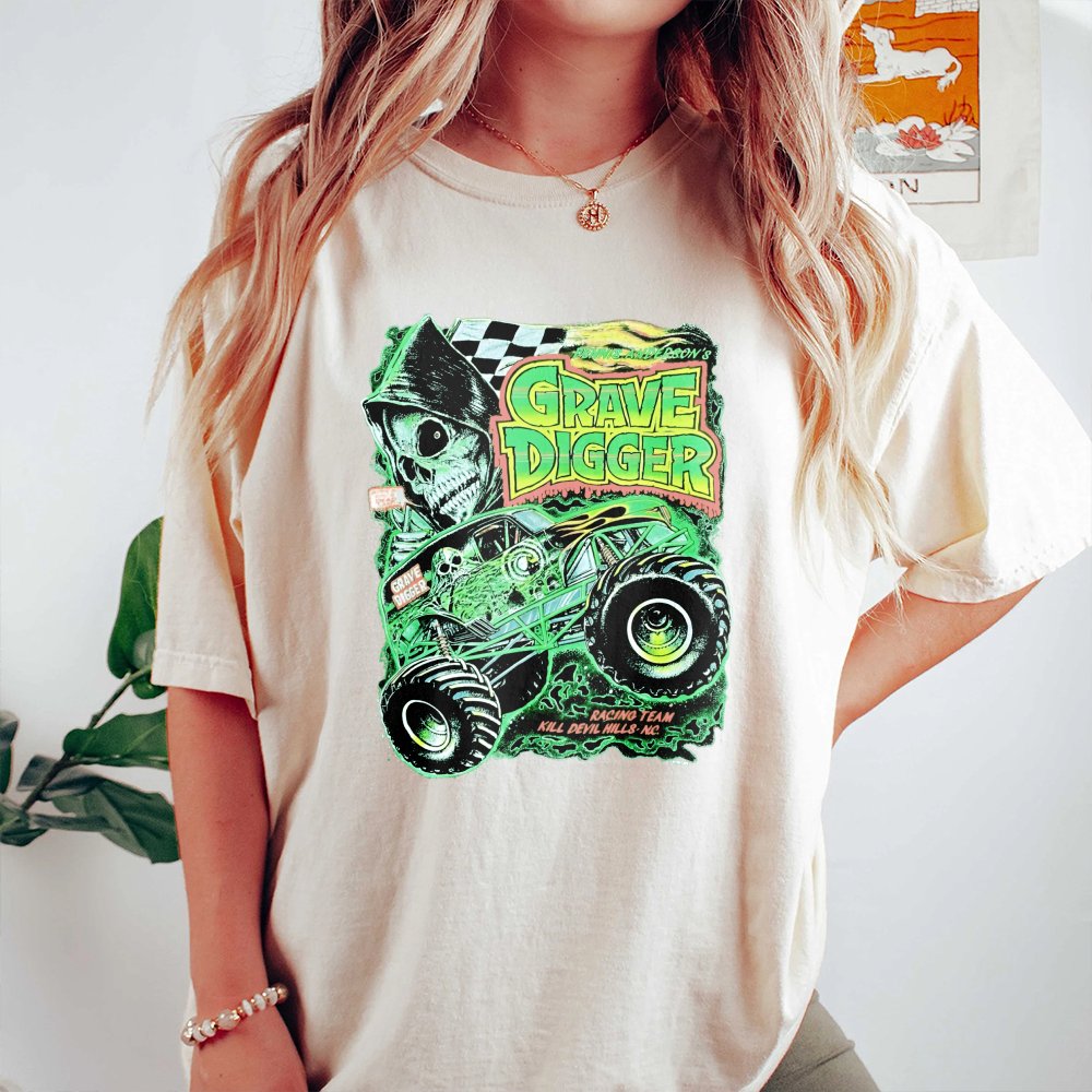 Monster Truck Graphic T-Shirt | Vintage Racing Skull Design | Premium 100% Cotton Tee | Gift for Truck Fans & Motorsports Ent