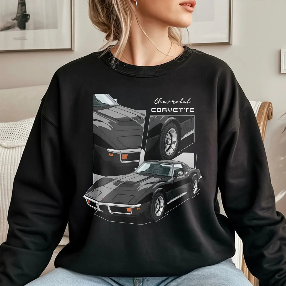 Chevrolet Corvette C3 Sweatshirt | Vintage Stingray Sports Car Graphic | Premium Cotton Blend | Gift for Classic Car Enthusia