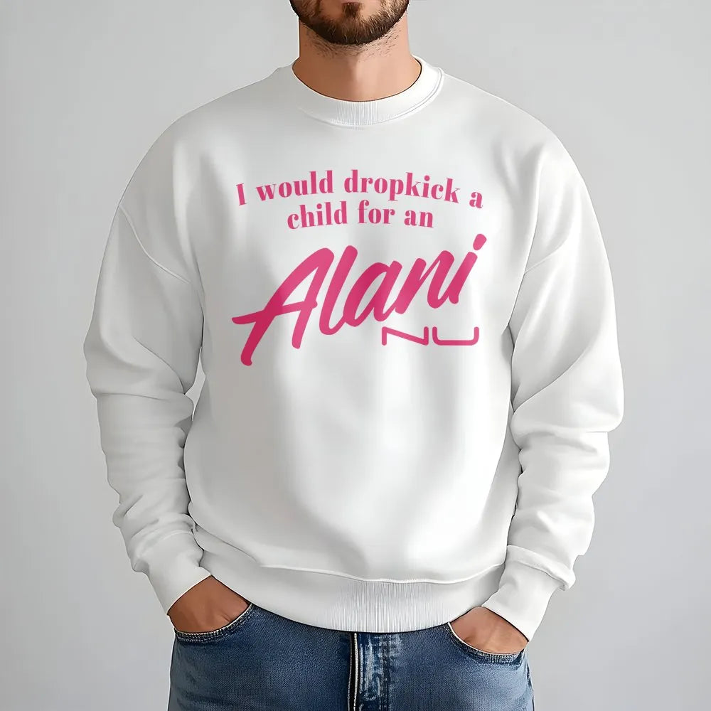 Alani Nu Sweatshirt | Funny Energy Drink Quote Graphic Tee | Premium Cotton Blend Crewneck | Gift for Caffeine Addicts & Gym 
