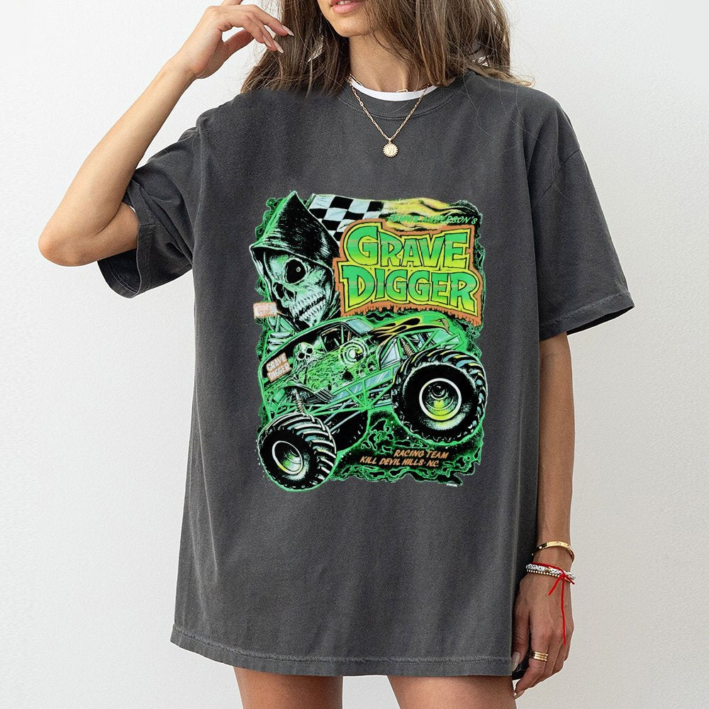 Monster Truck Graphic T-Shirt | Vintage Racing Skull Design | Premium 100% Cotton Tee | Gift for Truck Fans & Motorsports Ent