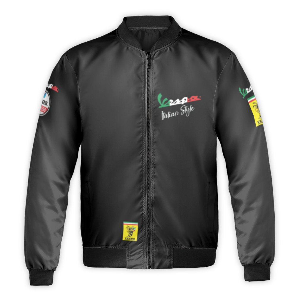 Vespa Bomber Jacket | Italian Style Motorcycle Graphic | Durable Nylon Outerwear | Premium Gift for Scooter Fans