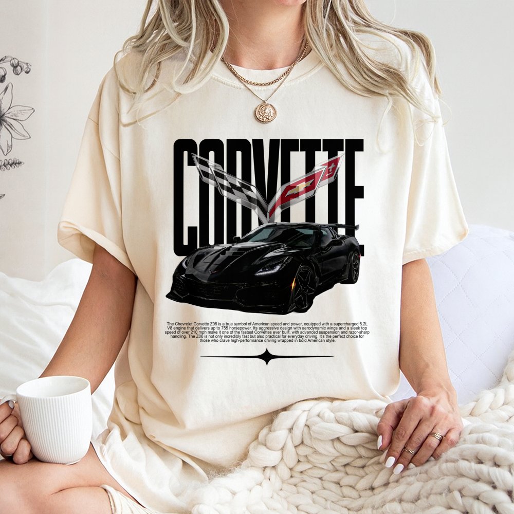 Chevrolet Corvette Z06 T-Shirt | American Supercar Graphic Print | 100% Cotton Premium Tee | Gift for Car Enthusiasts and Mus