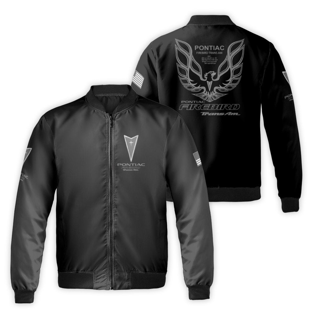 Pontiac Firebird Trans Am Bomber Jacket | Classic Muscle Car Graphic Print | Durable Nylon Windproof Outerwear | Gift For Aut