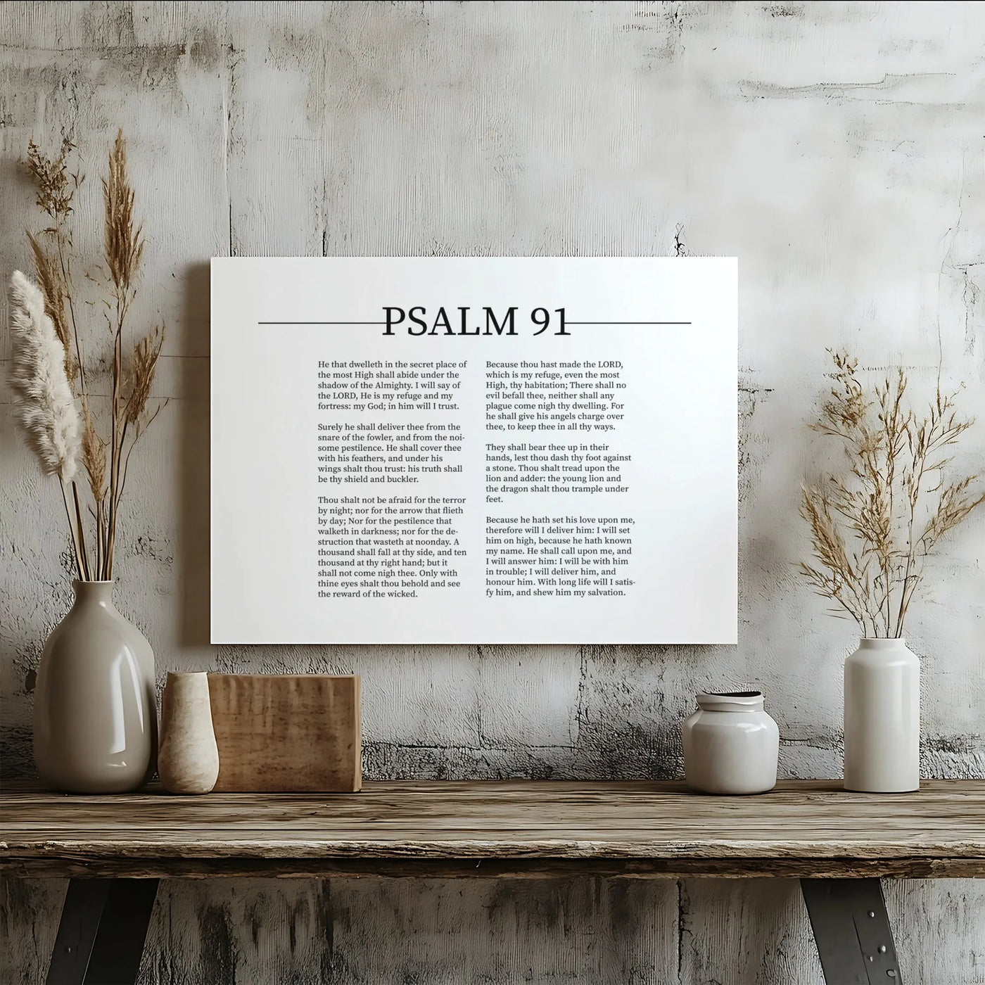 Psalm 91 Bible Verse Canvas Wall Art | Minimalist Scripture Print | Premium Gallery-Wrapped 1.25" Profile | Christian Home De