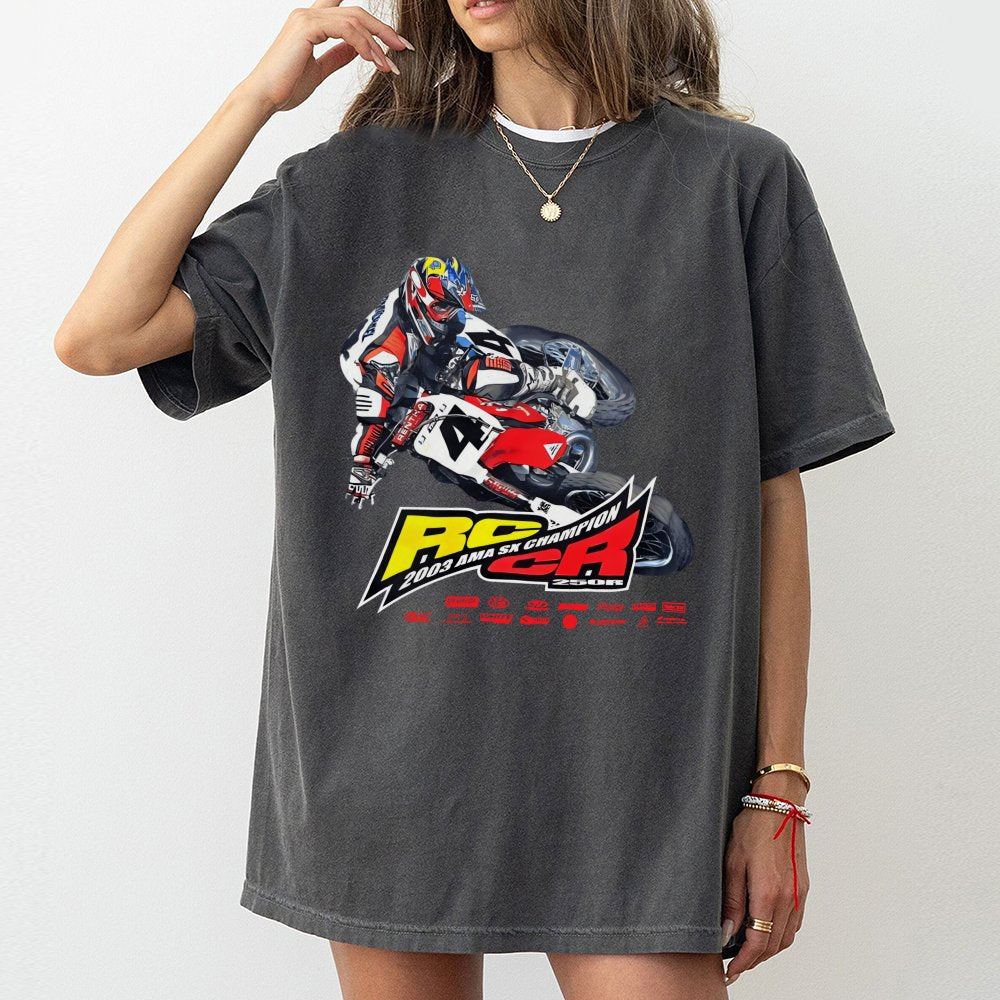 2003 Ricky Carmichael Motocross T-Shirt | Vintage AMA Supercross Champion Graphic | Premium 100% Cotton Tee | Retro Dirt Bike