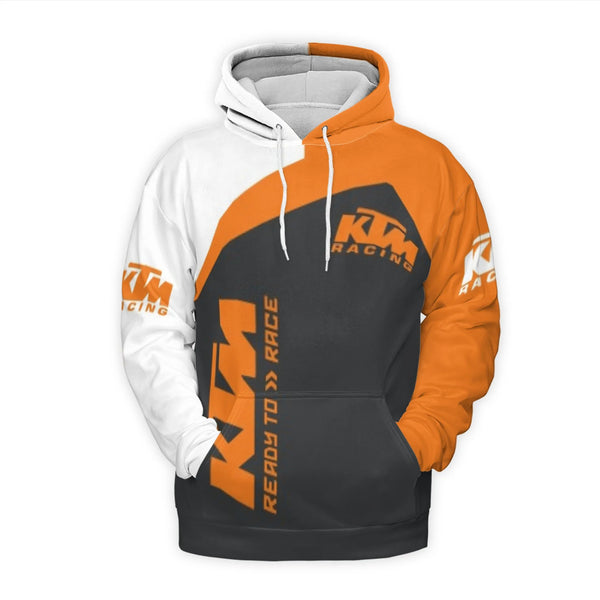 KTM Racing Hoodie | All-Over Print Ready To Race Graphic | Soft Brushed Fleece Polyester | Unisex Motorcross Fan Gift