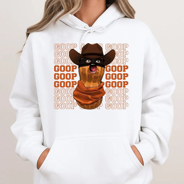 Goop Cowboy Peanut Hoodie | Funny Meme Graphic Streetwear | Premium Cotton Blend | Quirky Gift for Internet Culture Fans