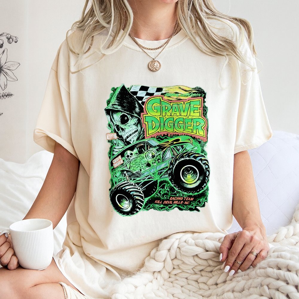 Monster Truck Graphic T-Shirt | Vintage Racing Skull Design | Premium 100% Cotton Tee | Gift for Truck Fans & Motorsports Ent