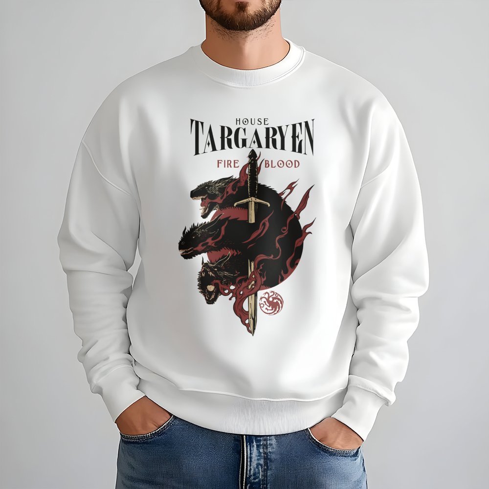 Targaryen Dragon Sweatshirt | Fire and Blood Fantasy Graphic | Premium Cotton Blend | Gift for Fantasy Show Fans