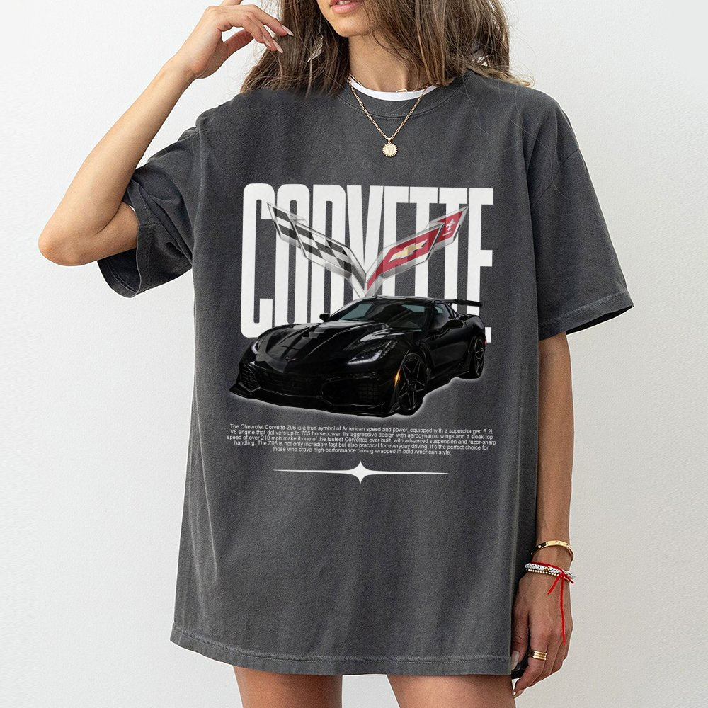 Chevrolet Corvette Z06 T-Shirt | American Supercar Graphic Print | 100% Cotton Premium Tee | Gift for Car Enthusiasts and Mus
