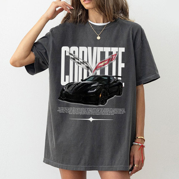Chevrolet Corvette Z06 T-Shirt | American Supercar Graphic Print | 100% Cotton Premium Tee | Gift for Car Enthusiasts and Mus