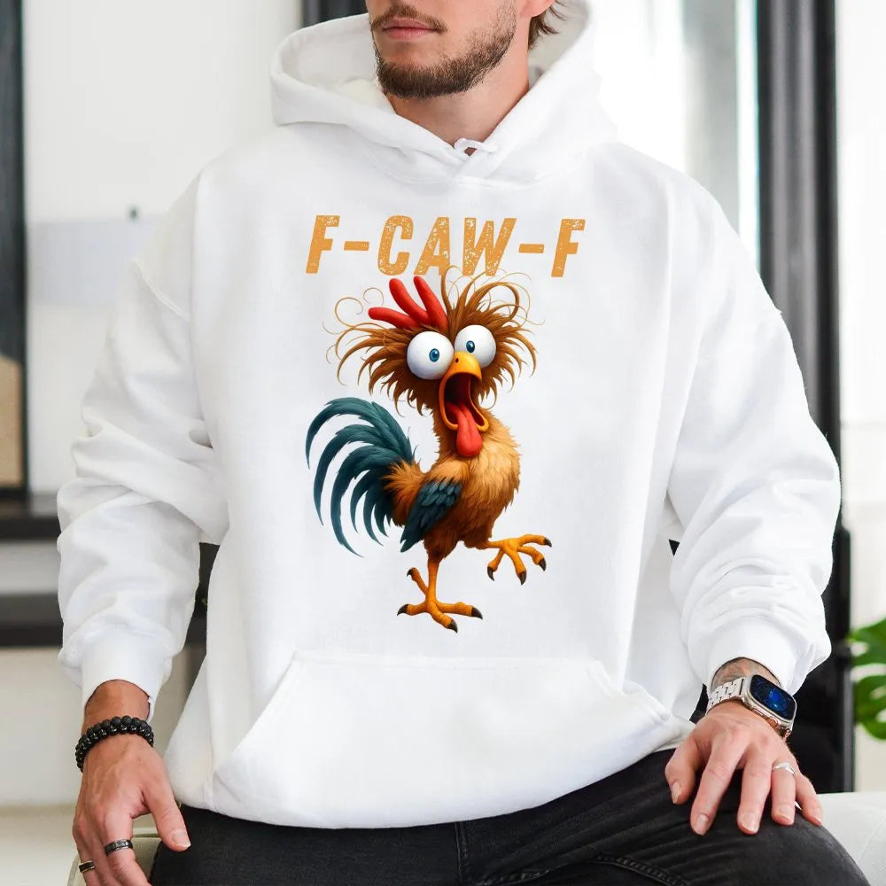 Funny Rooster Hoodie | F-CAW-F Crazy Chicken Graphic | Premium Cotton Blend | Gift for Chicken Lovers & Farmers
