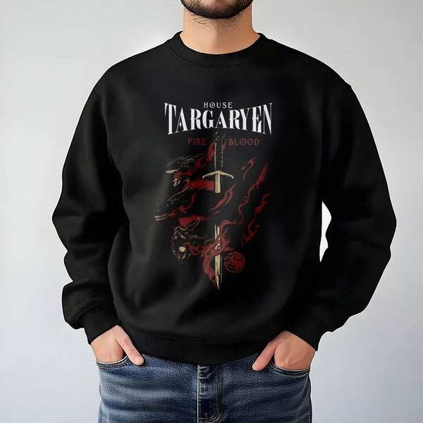 Targaryen Dragon Sweatshirt | Fire and Blood Fantasy Graphic | Premium Cotton Blend | Gift for Fantasy Show Fans