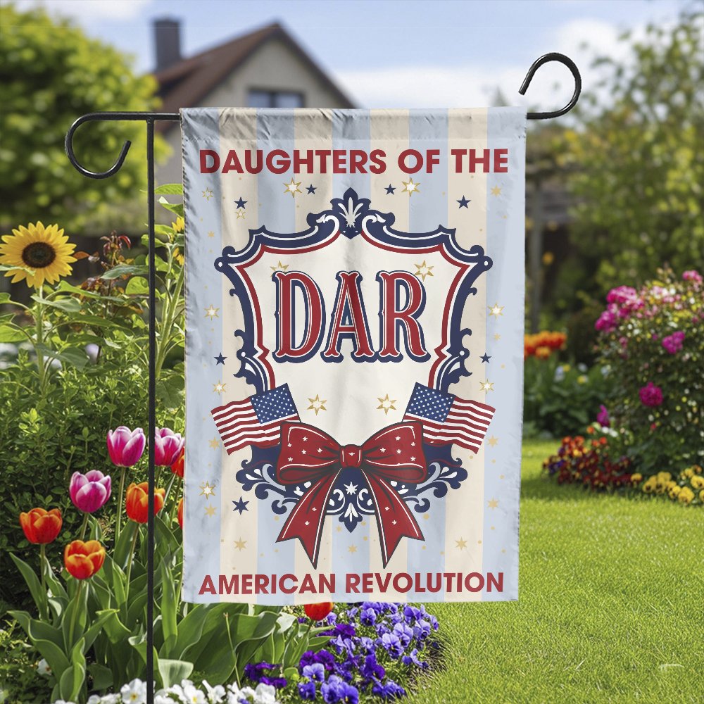 Daughters of the American Revolution Garden Flag | Patriotic DAR Emblem & Double Sided Print | Weather-Resistant Polyester | 