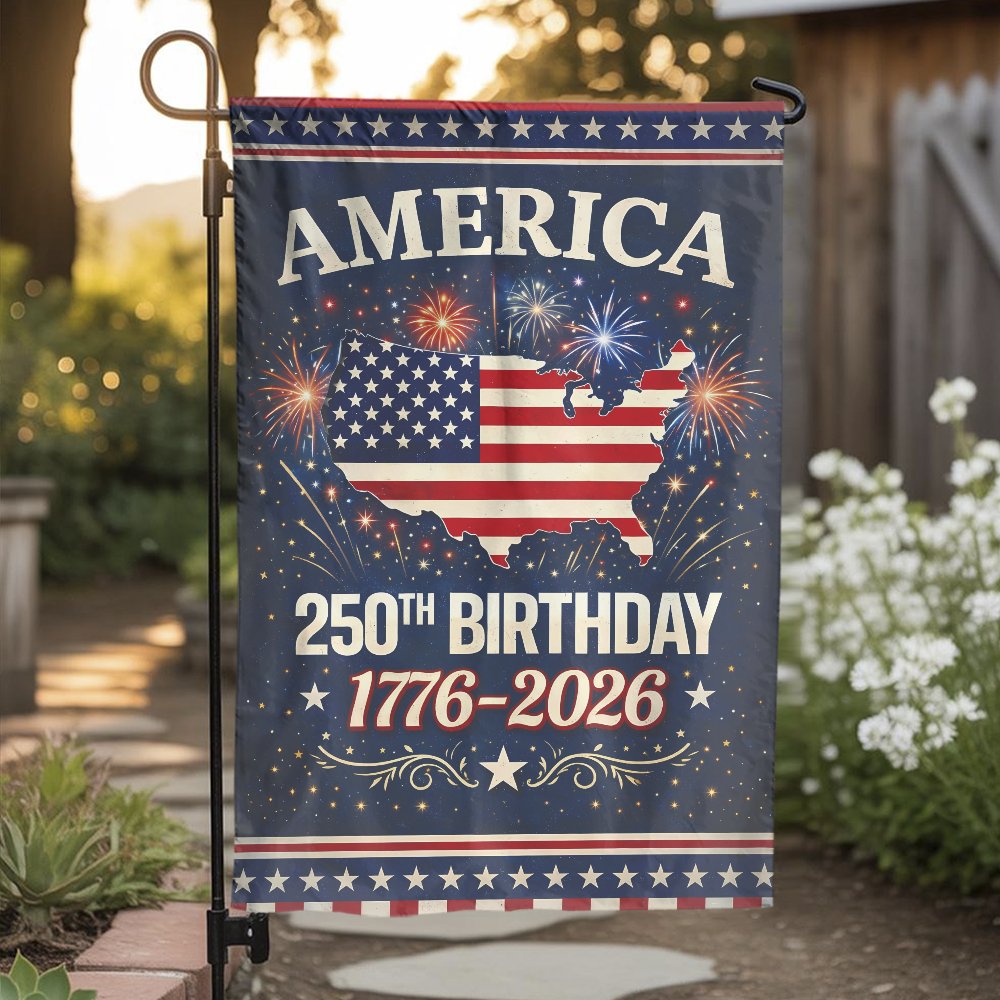 America 250th Birthday Garden Flag | 1776-2026 Patriotic Yard Banner | Weather-Resistant Polyester Decor | Commemorative USA 