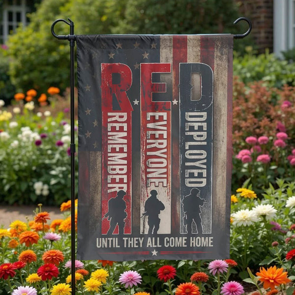 R.E.D. Friday Garden Flag | Remember Everyone Deployed Vintage Design | Double-Sided Polyester | Support Our Troops Gift for 