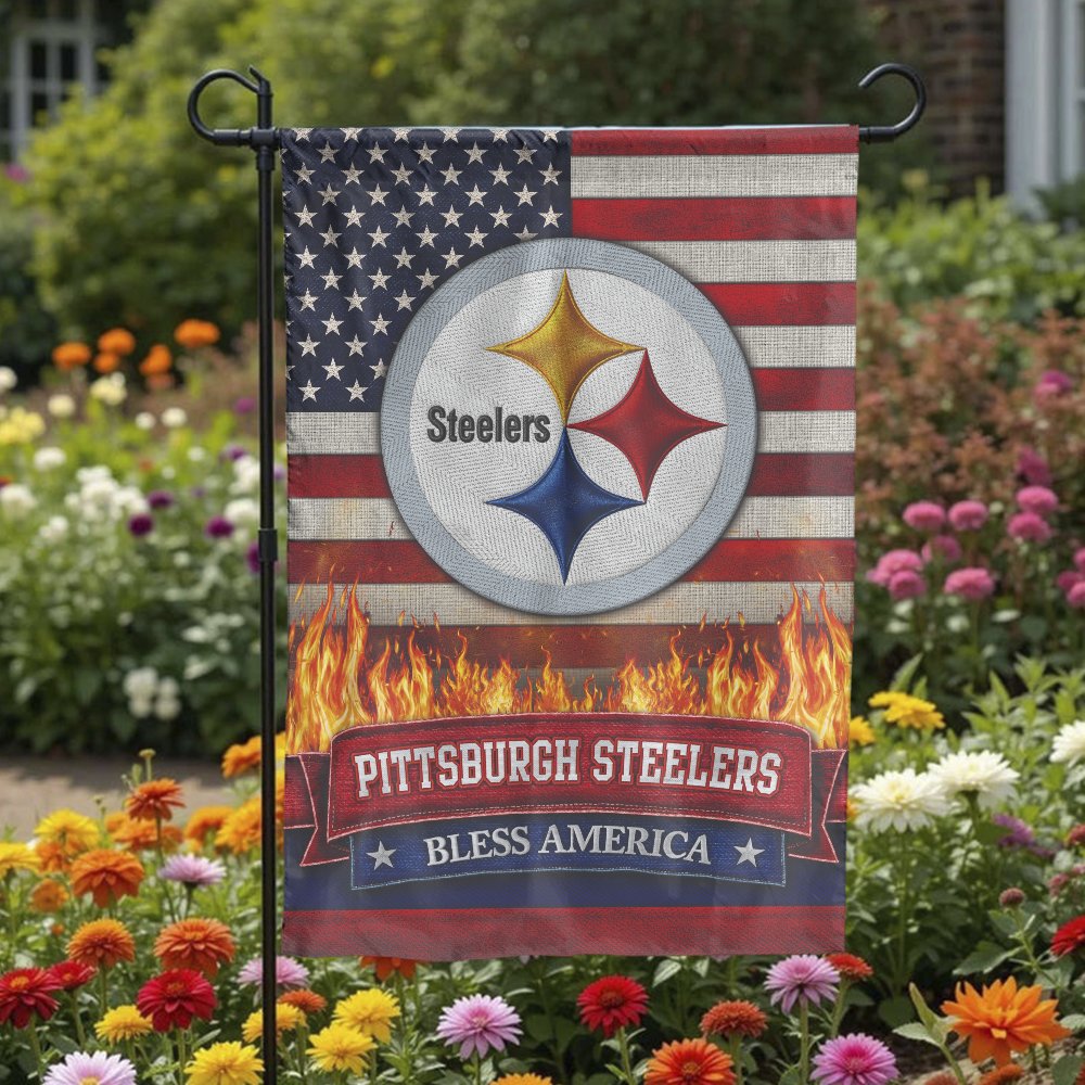 Pittsburgh Steelers Garden Flag | Patriotic American Flag Design | Double-Sided Premium Polyester | Outdoor Decor Gift for Fo
