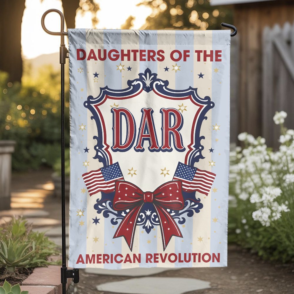Daughters of the American Revolution Garden Flag | Patriotic DAR Emblem & Double Sided Print | Weather-Resistant Polyester | 