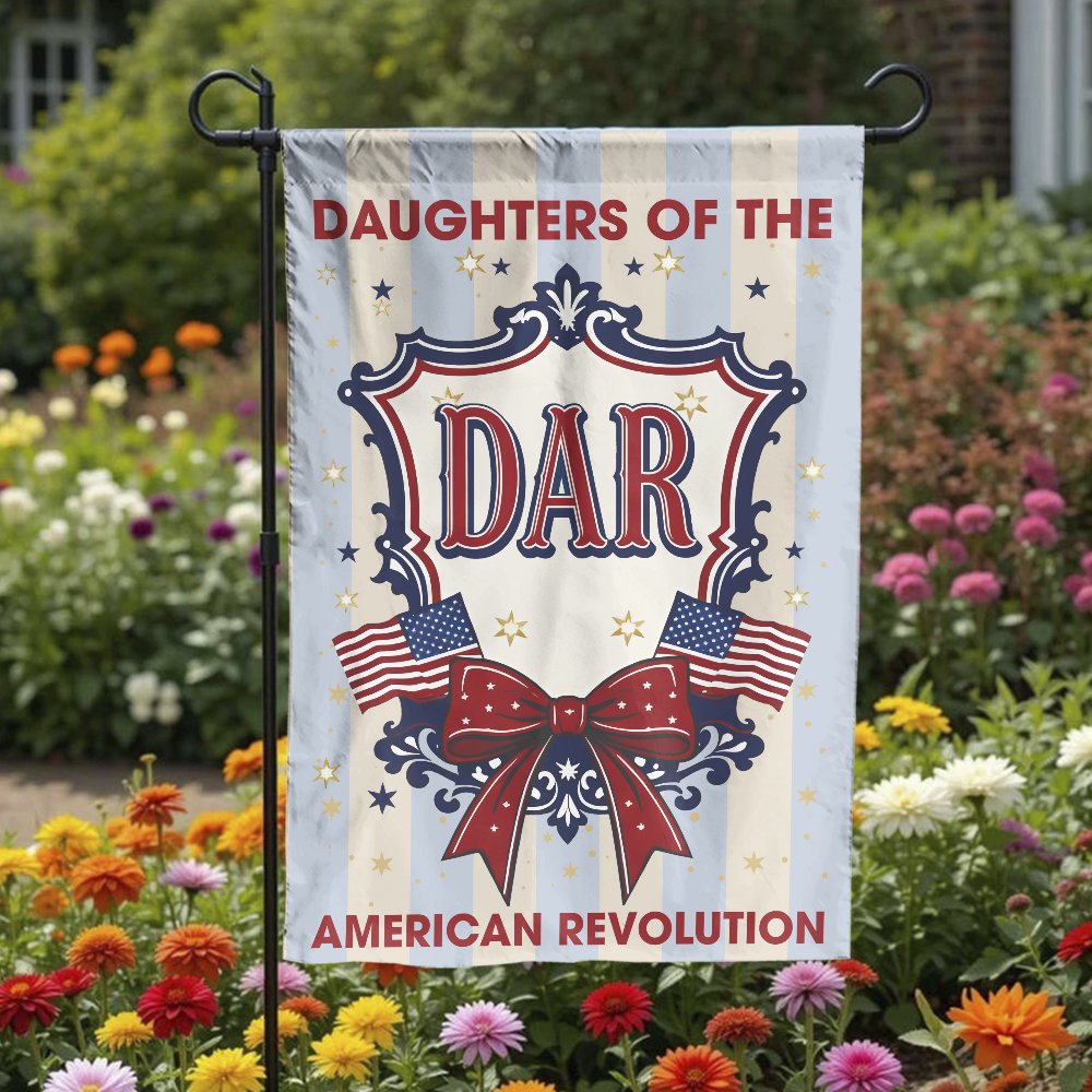Daughters of the American Revolution Garden Flag | Patriotic DAR Emblem & Double Sided Print | Weather-Resistant Polyester | 