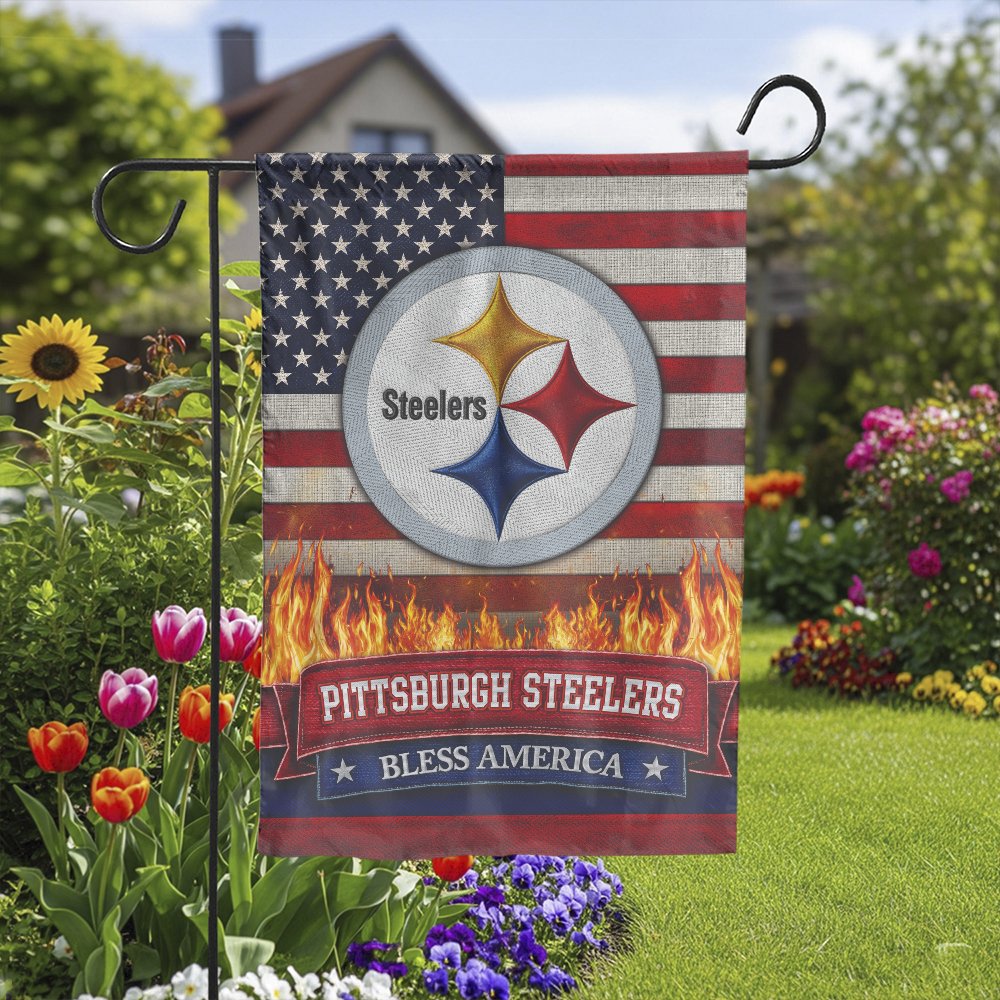 Pittsburgh Steelers Garden Flag | Patriotic American Flag Design | Double-Sided Premium Polyester | Outdoor Decor Gift for Fo