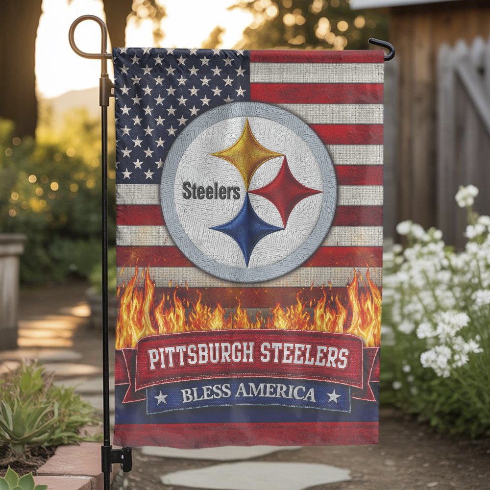 Pittsburgh Steelers Garden Flag | Patriotic American Flag Design | Double-Sided Premium Polyester | Outdoor Decor Gift for Fo