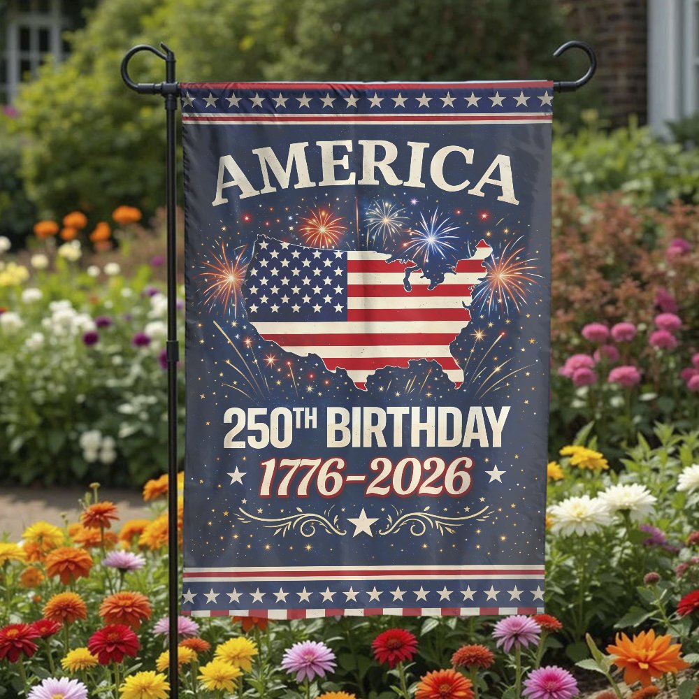 America 250th Birthday Garden Flag | 1776-2026 Patriotic Yard Banner | Weather-Resistant Polyester Decor | Commemorative USA 
