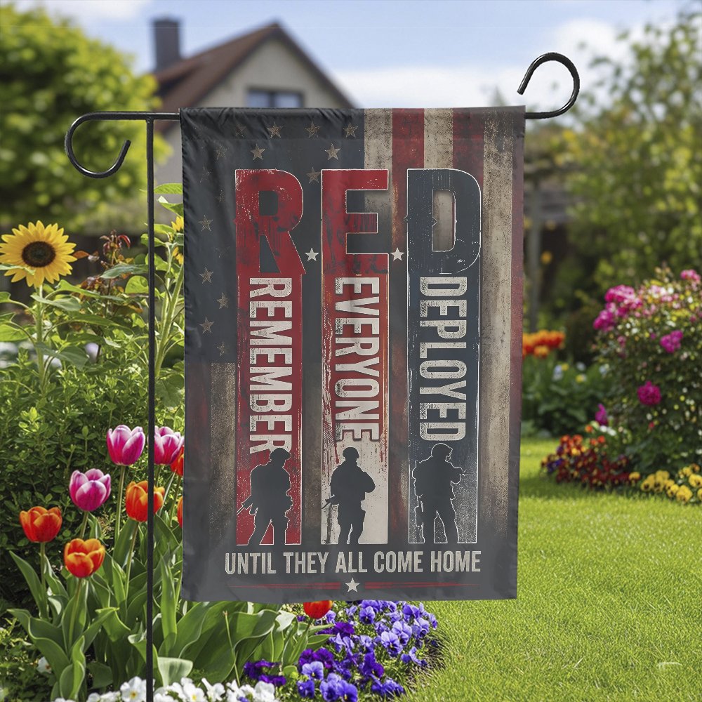 R.E.D. Friday Garden Flag | Remember Everyone Deployed Vintage Design | Double-Sided Polyester | Support Our Troops Gift for 