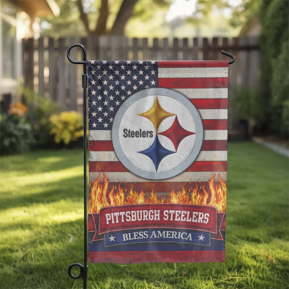 Pittsburgh Steelers Garden Flag | Patriotic American Flag Design | Double-Sided Premium Polyester | Outdoor Decor Gift for Fo