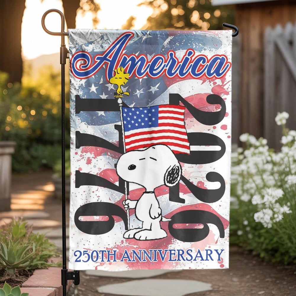 Patriotic Cartoon Dog Garden Flag | America 250th Anniversary Yard Banner | Weather-Resistant Polyester | Collectible Outdoor