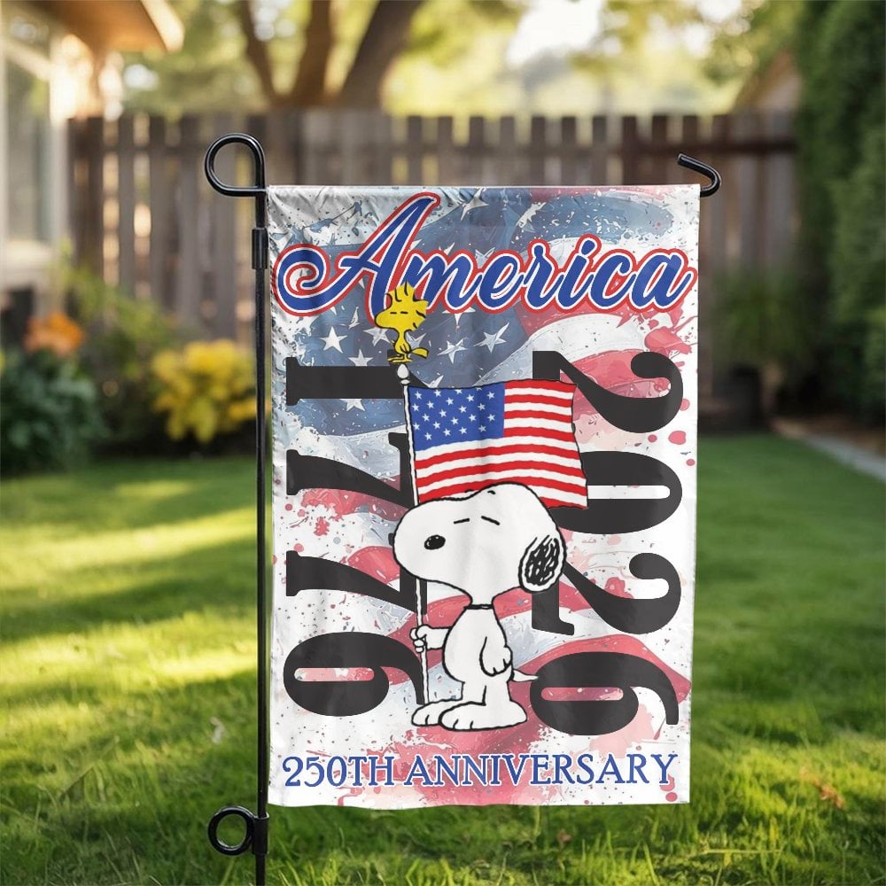 Patriotic Cartoon Dog Garden Flag | America 250th Anniversary Yard Banner | Weather-Resistant Polyester | Collectible Outdoor