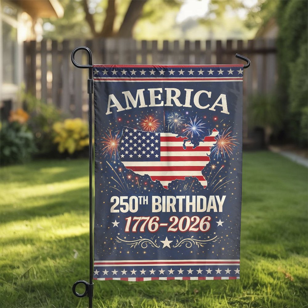 America 250th Birthday Garden Flag | 1776-2026 Patriotic Yard Banner | Weather-Resistant Polyester Decor | Commemorative USA 