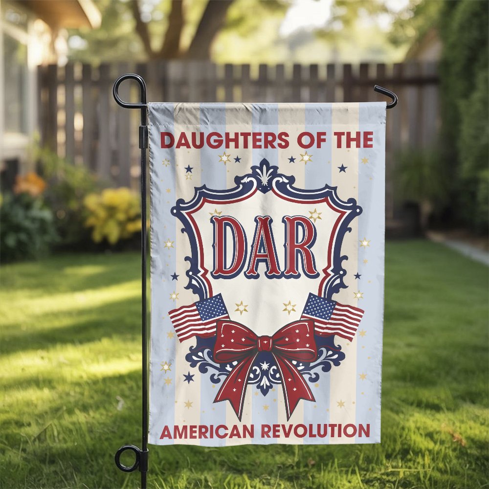 Daughters of the American Revolution Garden Flag | Patriotic DAR Emblem & Double Sided Print | Weather-Resistant Polyester | 